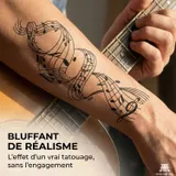 tatouage temporaire semi permanent musique notes