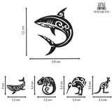 5 tatouages maoris temporaires - Requin, Baleine, Salamandre, Kiwi, Kangourou