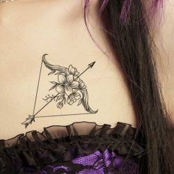 Tatouage temporaire Arc et flèche fleuri