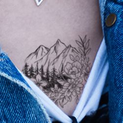 Faux tatouage femme montagne et nature