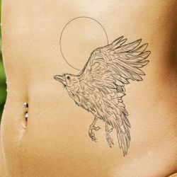 Tatouage éphémère corbeau et lune