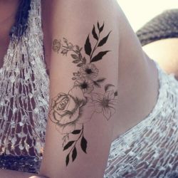 Tatouage temporaire pivoine halimium et Lys