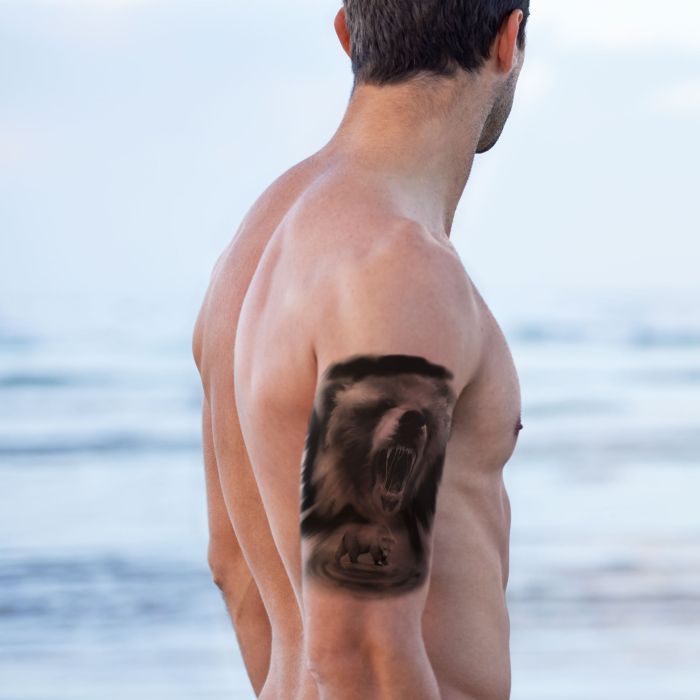 tatouage éphémère ours féroce