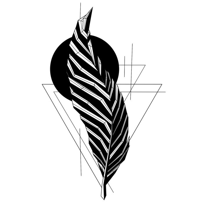 Tattoo éphémère plume géométrique