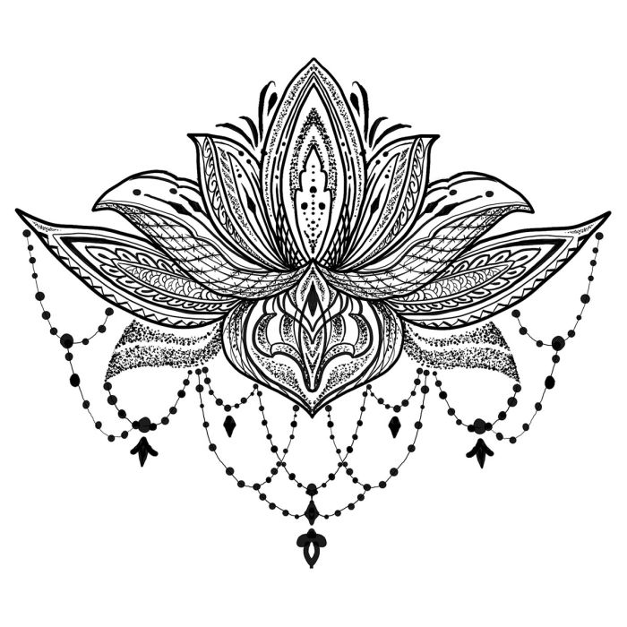 tatouage éphémère underboob fleur de lotus