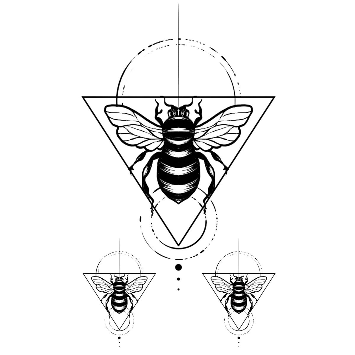 Tatouage éphémère abeille géométrique