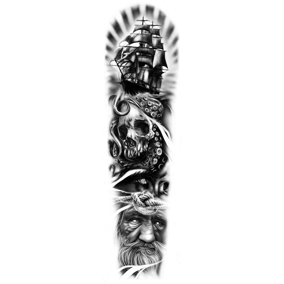 Tatouage éphémère sleeve manchette navire