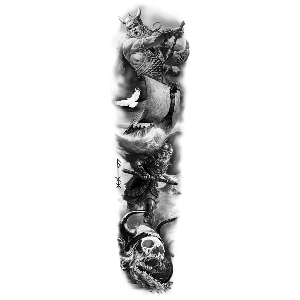 Tatouage éphémère sleeve manchette Viking