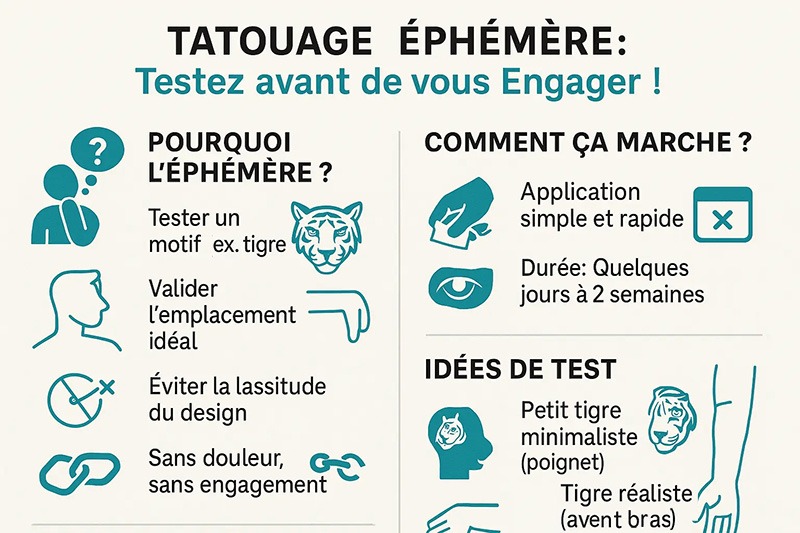 avantages tatouage éphémère tigre