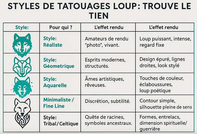 Styles tatouage loup