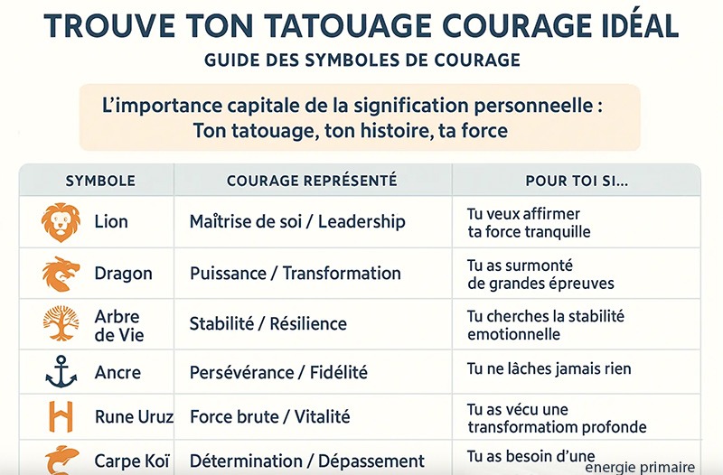 guide symboles tatouage courage