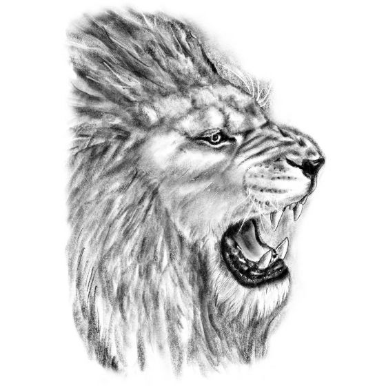 Tatouage éphémère Lion rugissant