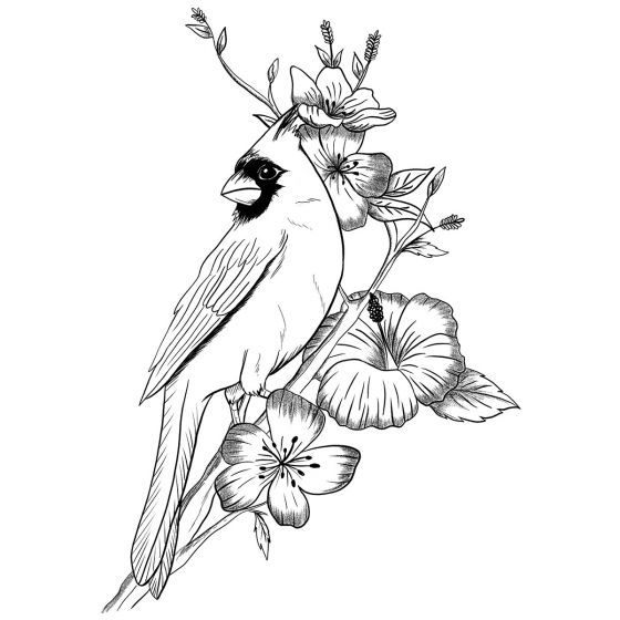 Tatouage éphémère oiseau branche fleurs