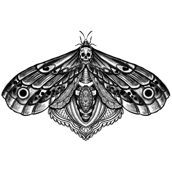 tatouage éphémère underboob papillon tête de mort