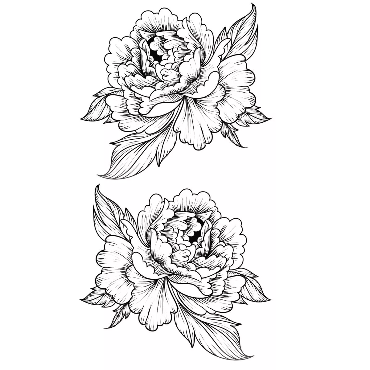 Tatouage Pivoine Noir Et Blanc Tatouage éphémère temporaire Petites pivoines - Pack | Tattoo Your Style